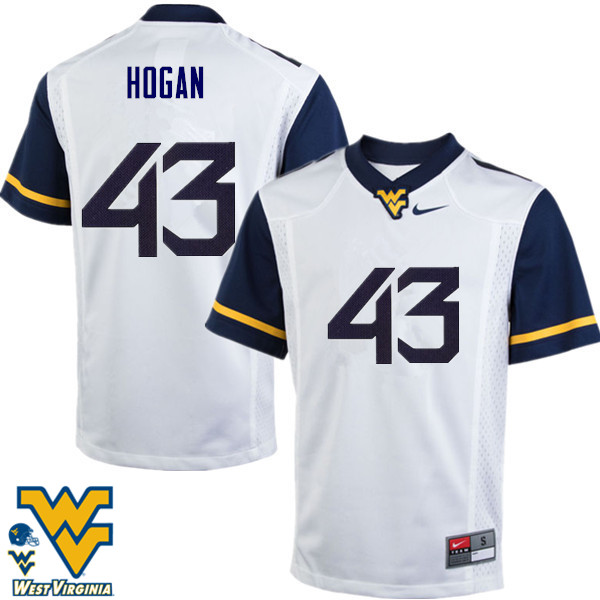 Men #43 Luke Hogan West Virginia Mountaineers College Football Jerseys-White - Click Image to Close